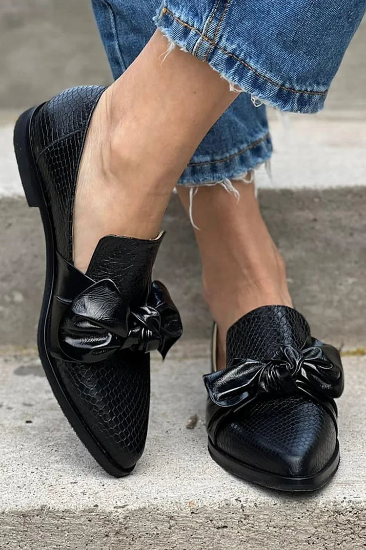 Loafer Noir avec Nœud Brillant