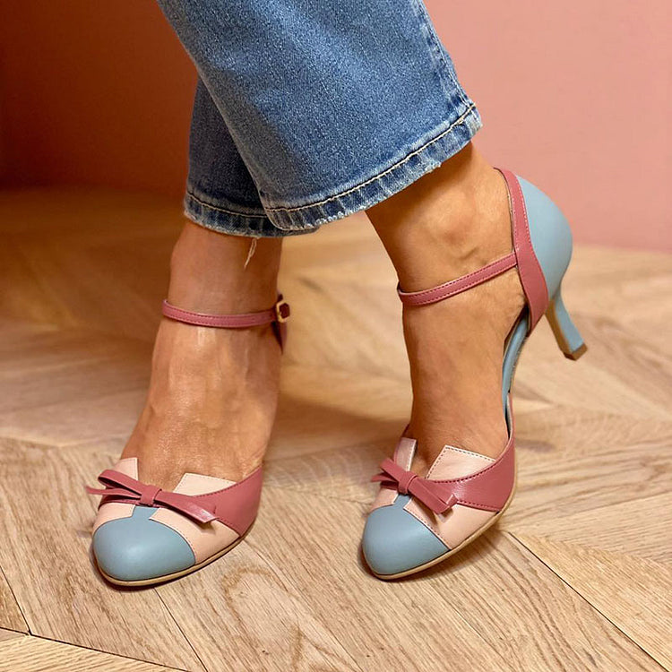 Talons Peep-Toe avec Détail Nœud