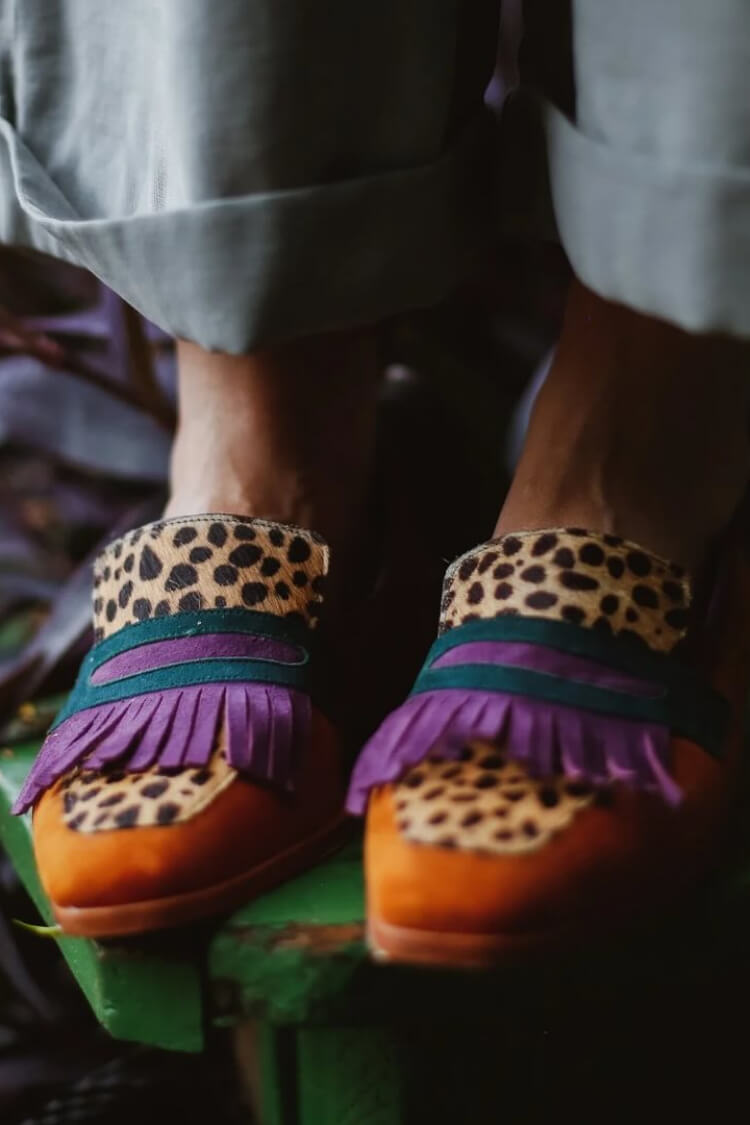 Loafer avec Franges et Imprimé Animal