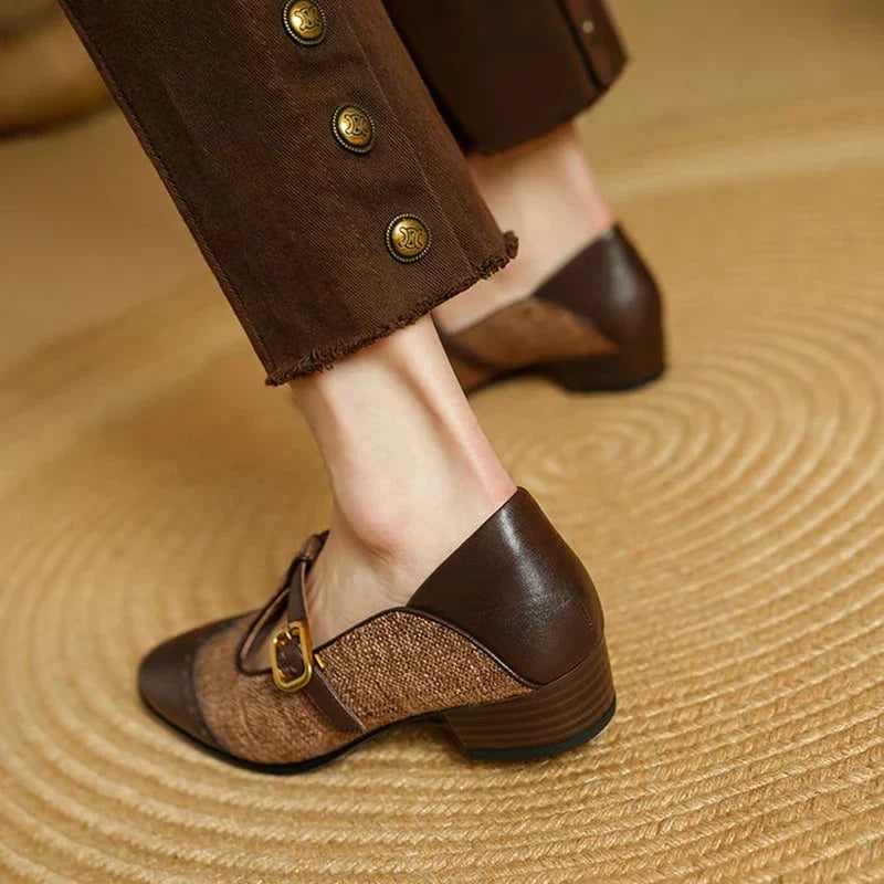 Chaussures Vintage en Cuir avec Boucle