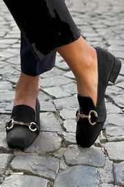 Loafers Noirs avec Mors Doré