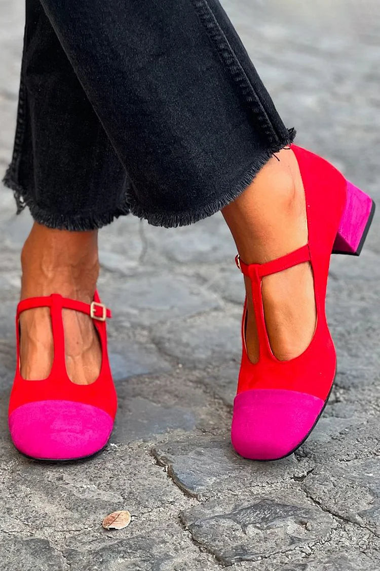Chaussures Mary Jane avec Contraste