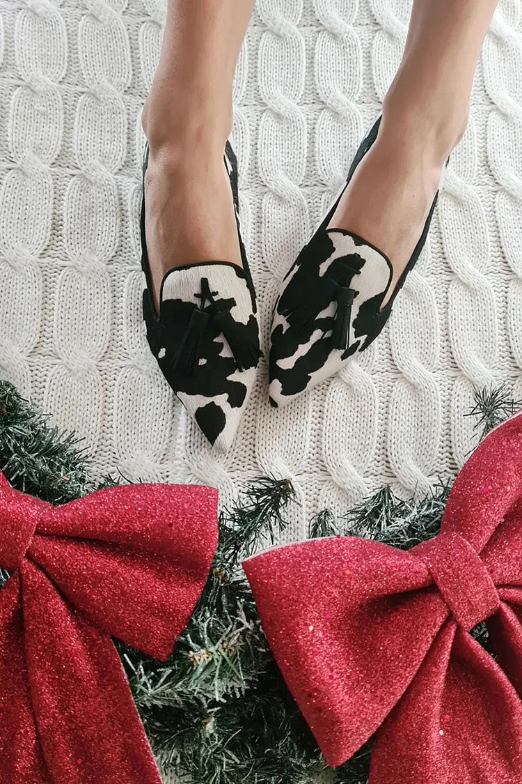 Loafer à Motif Vache avec Pampille