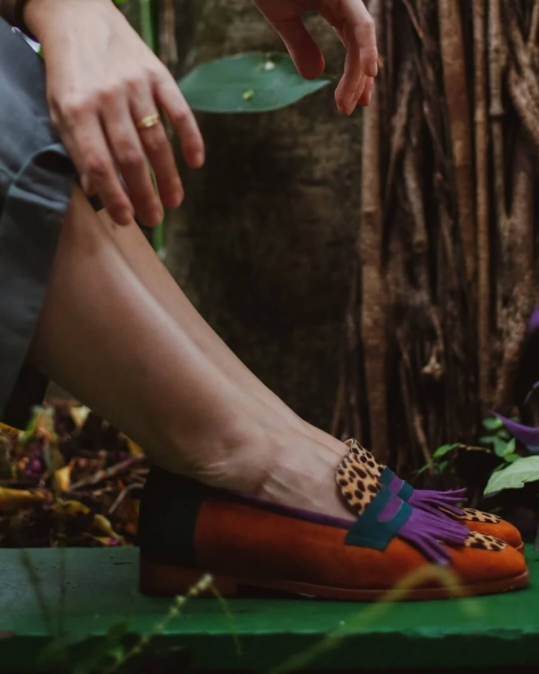 Loafer avec Franges et Imprimé Animal