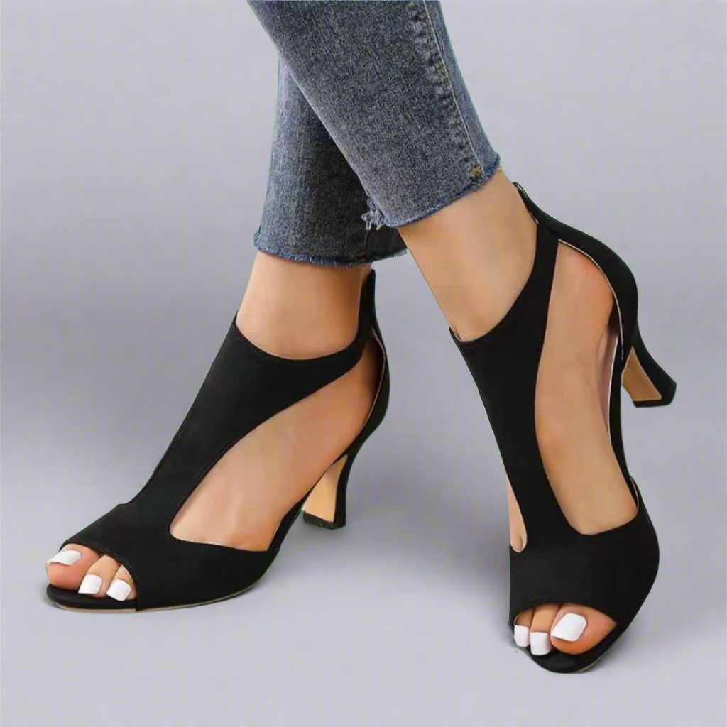Sandales à Talons avec Découpe Incurvée
