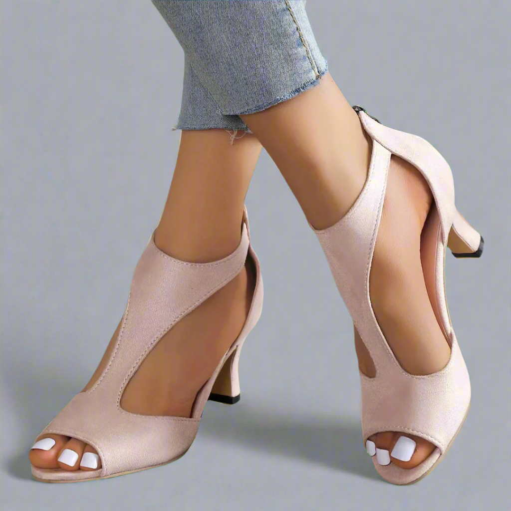 Sandales à Talons avec Découpe Incurvée