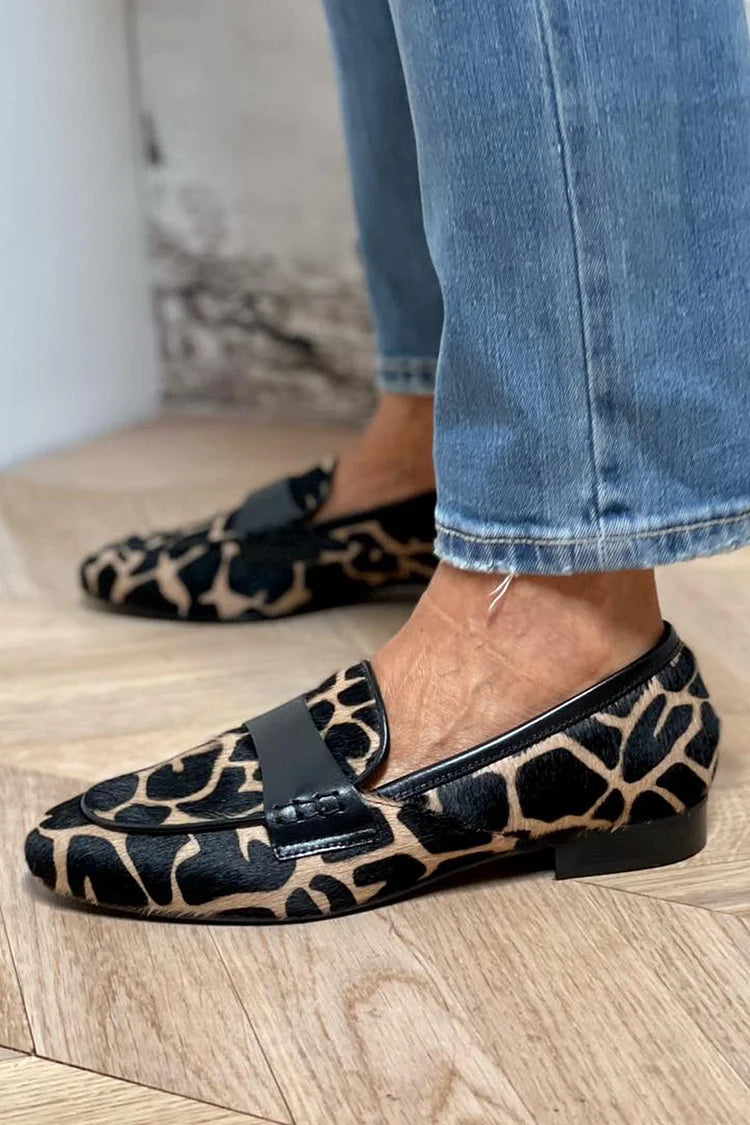 Loafer à Imprimé Animal avec Détail Élégant