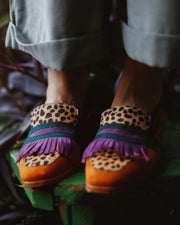 Loafer avec Franges et Imprimé Animal