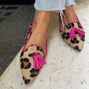 Ballerines à Imprimé Animal avec Pampilles Chic
