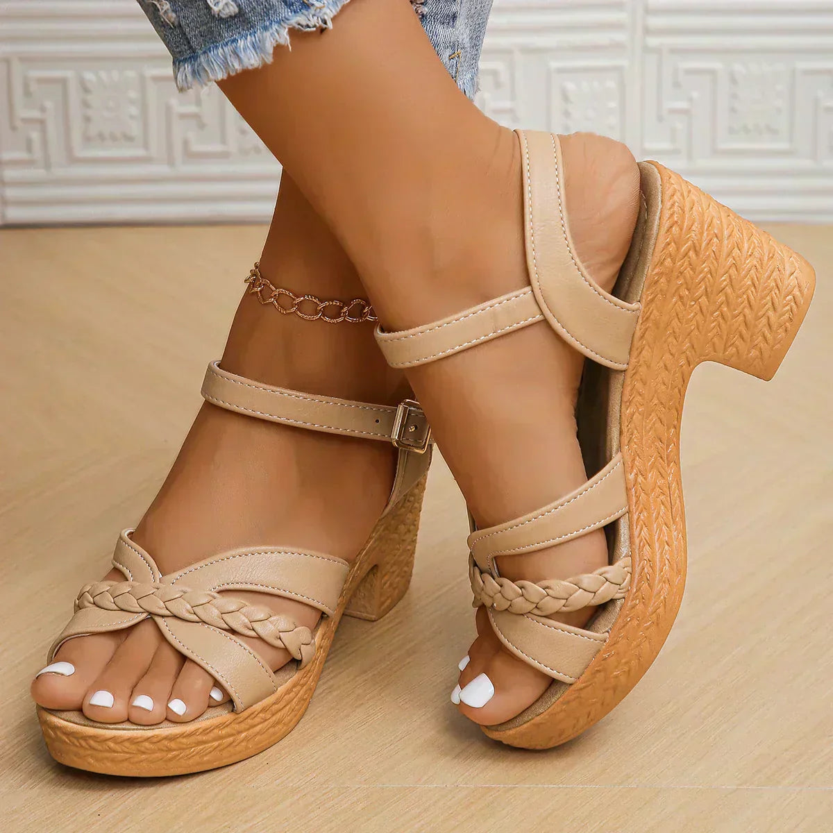 Sandales Tressées à Talons